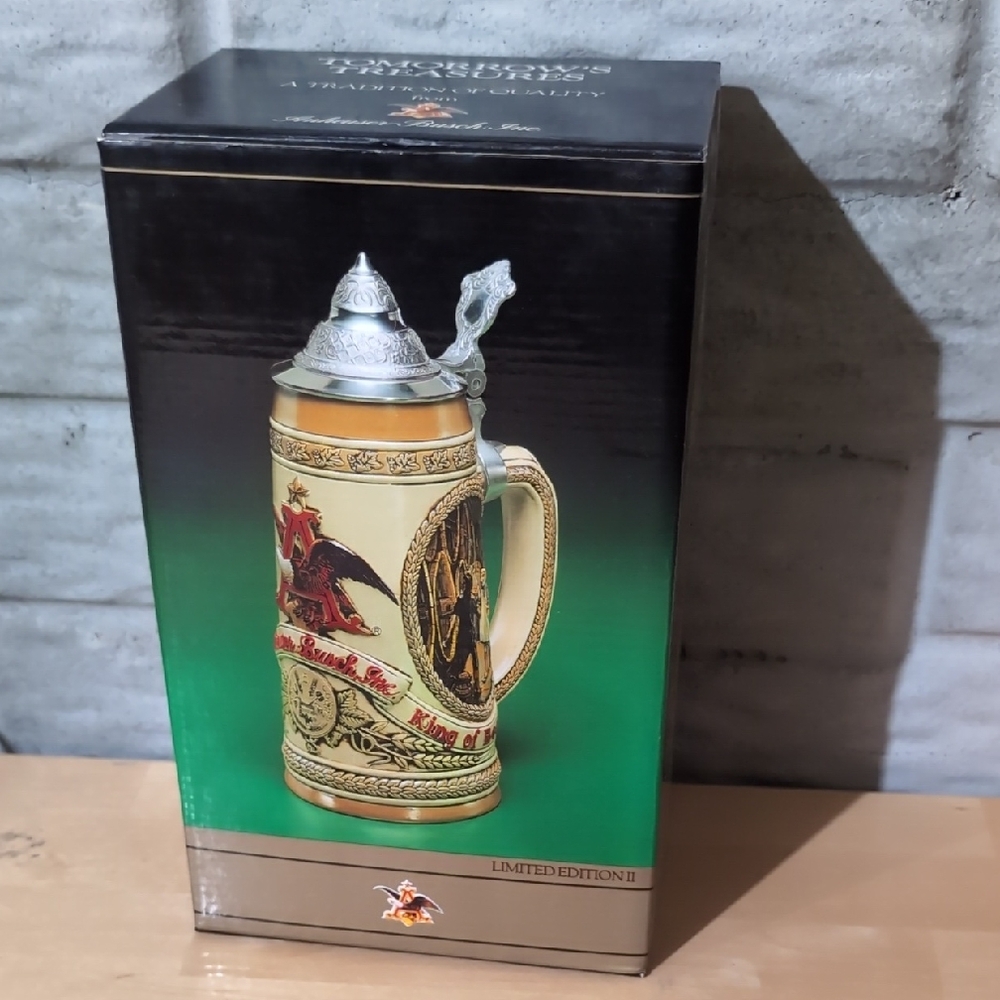 Decorative Ceramic Beer Stein in Cream and Gold